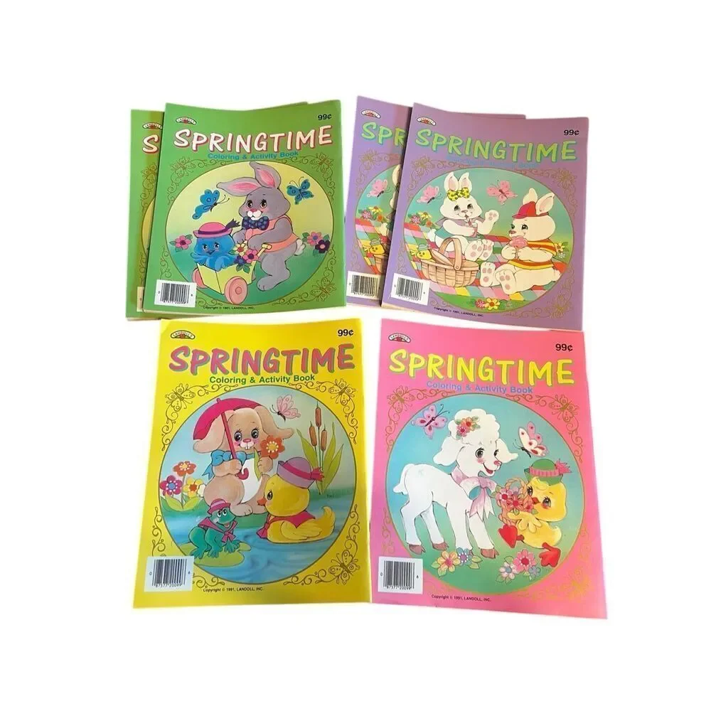 Landolls Lot Of 6 1991 vintage Unused Springtime Easter Coloring Books children